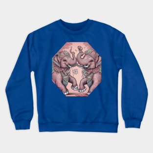 Blue and pink elephants Crewneck Sweatshirt